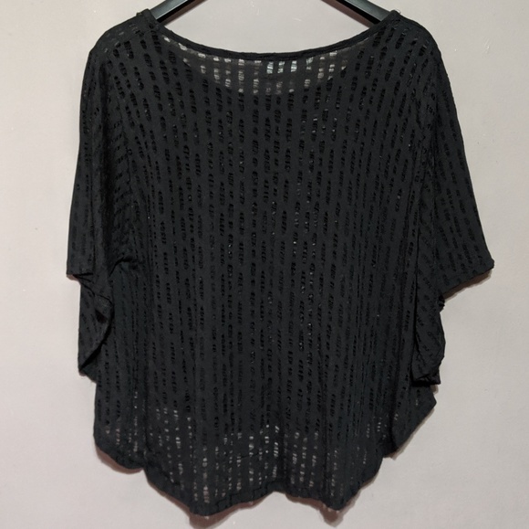 Black batwing sheer distressed pattern blouse - Picture 2 of 4